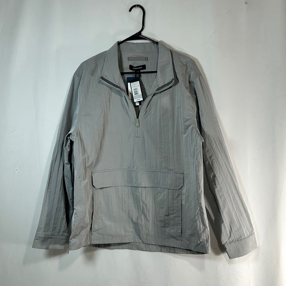 Kenneth Cole Mens Grey Techni-Cole Quarter Zip‎ Anorak Jacket Size L